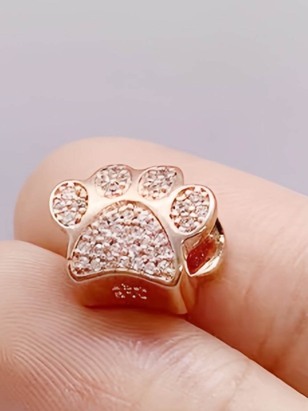 Pandora Sparkling Paw Print Charm For Bracelet Rose Gold-Plated